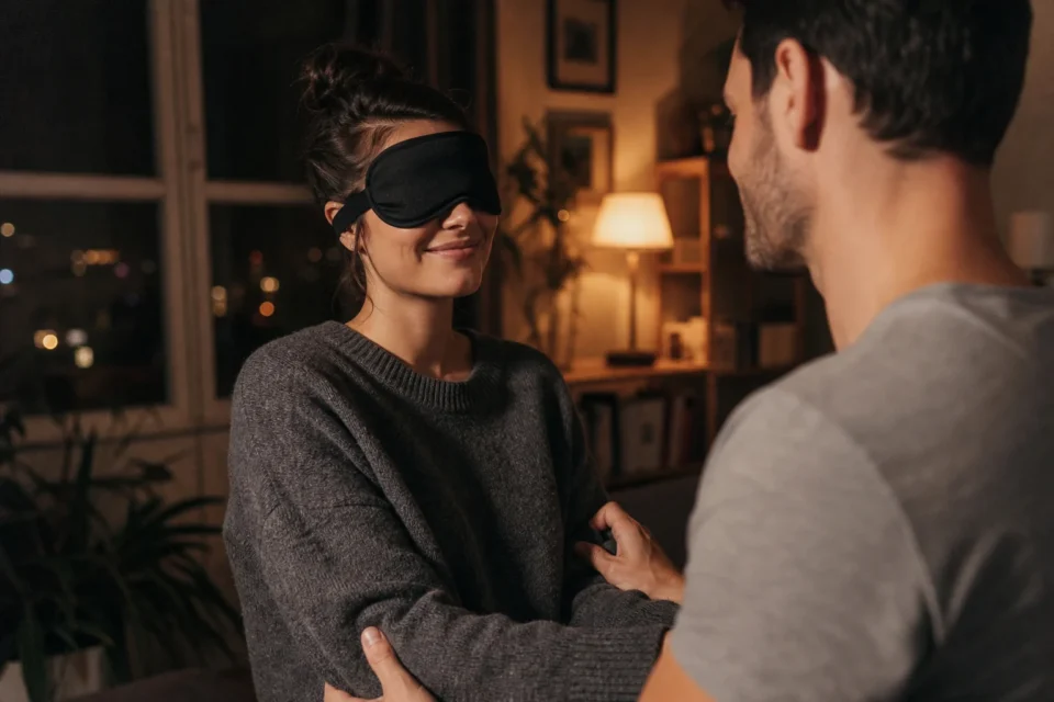 Blindfolded trust moment