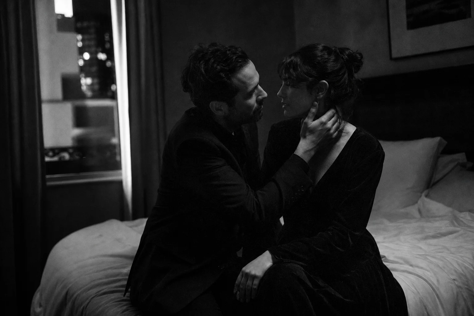 Intimate eye contact moment