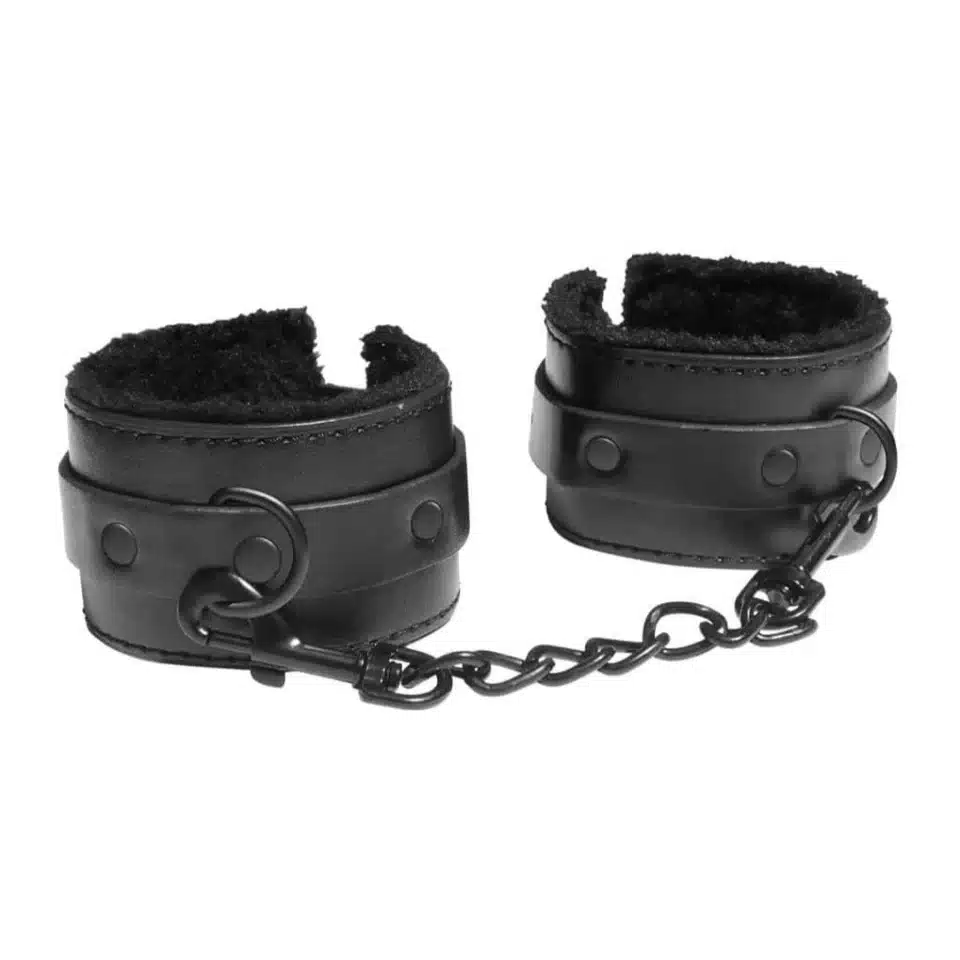 SHADOW FUR fur-lined vegan leather handcuffs
